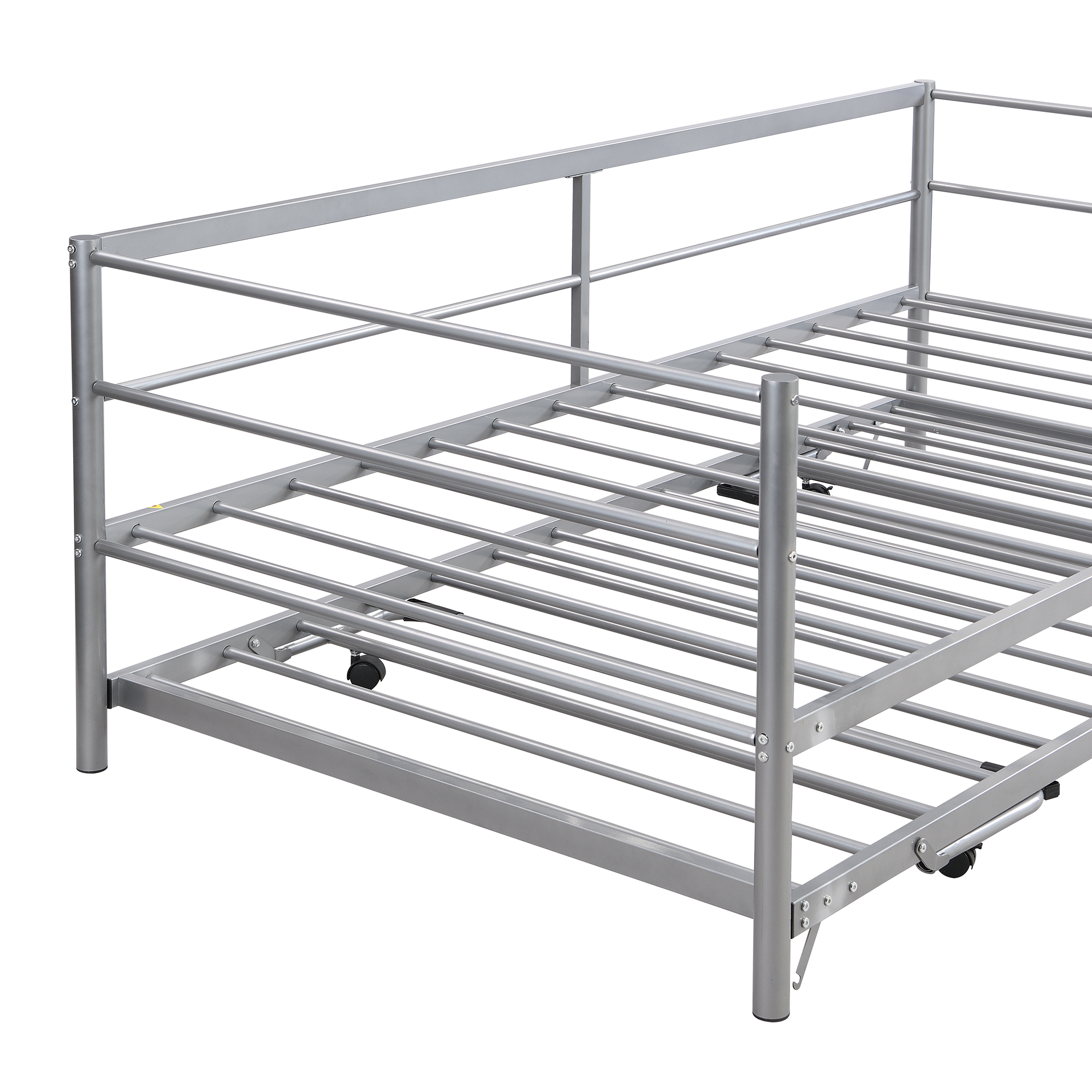 Sofá cama individual de metal con cama nido ajustable y plegable, color plata: imagen 9