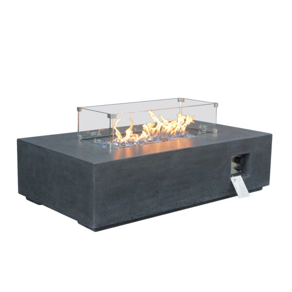 Mesa de fogón rectangular de gas propano para exteriores de 52 pulgadas, de hormigón, color gris oscuro: imagen 6