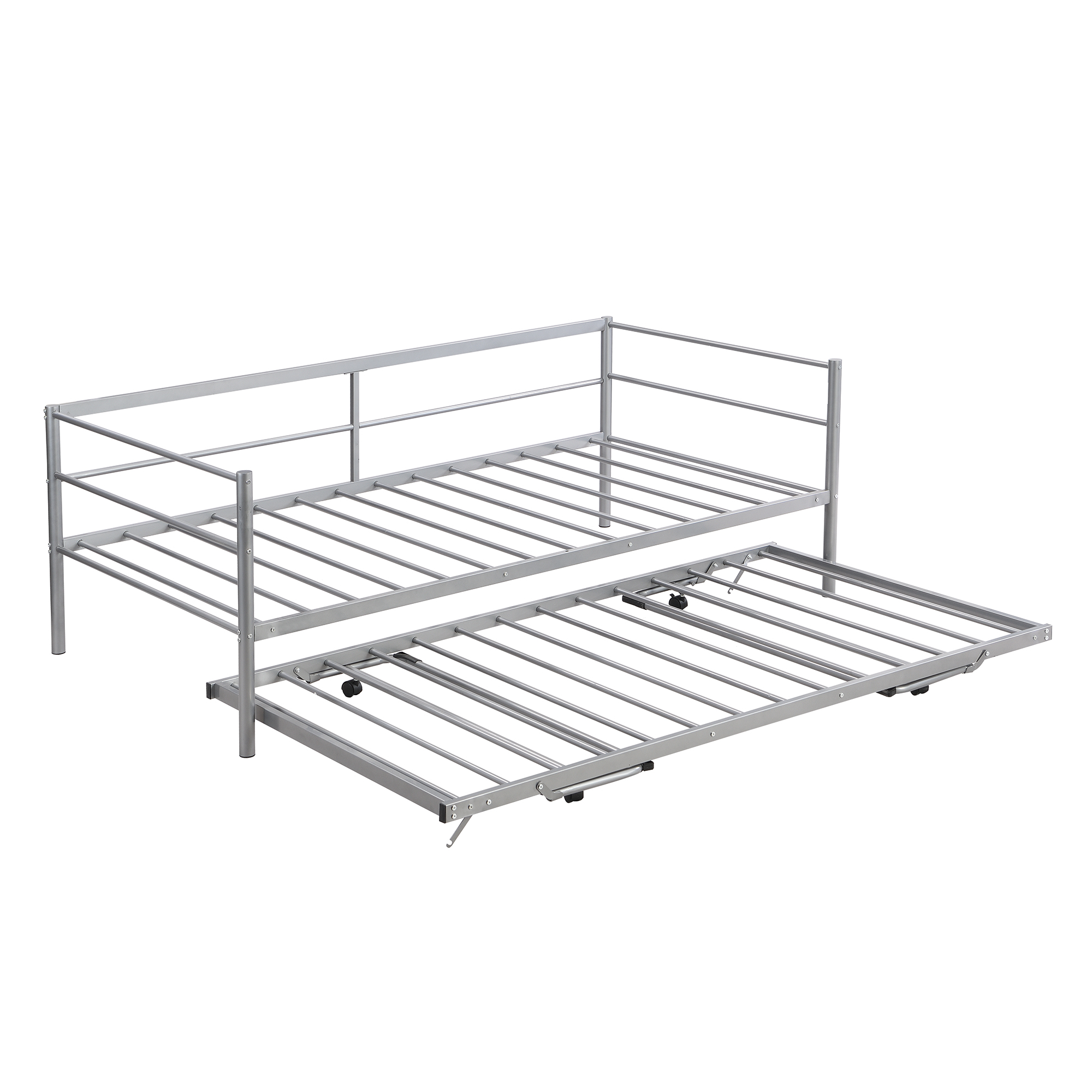 Sofá cama individual de metal con cama nido ajustable y plegable, color plata: imagen 11