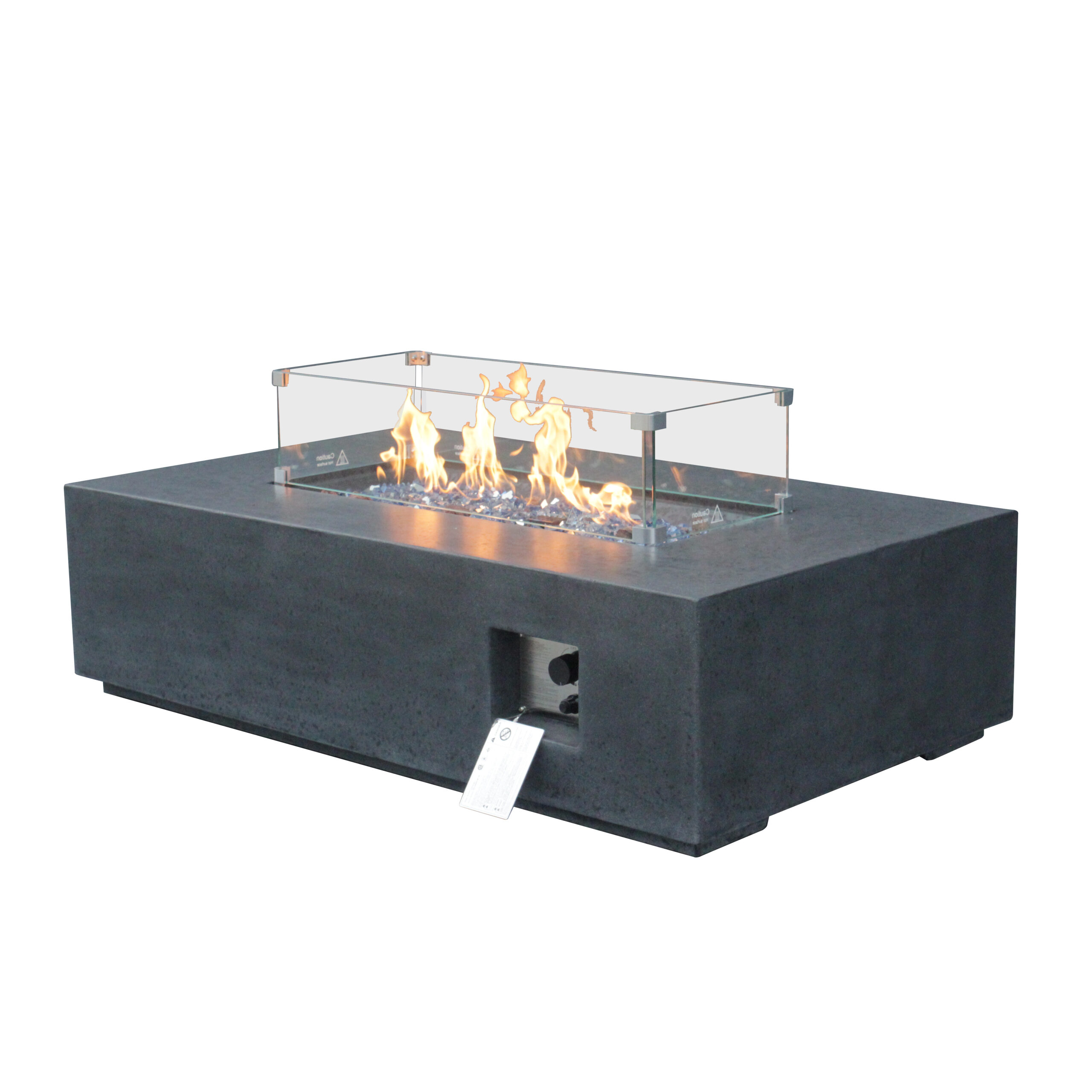 Mesa de fogón rectangular de gas propano para exteriores de 52 pulgadas, de hormigón, color gris oscuro: imagen 5