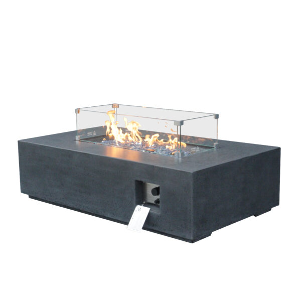 Mesa de fogón rectangular de gas propano para exteriores de 52 pulgadas, de hormigón, color gris oscuro: imagen 8