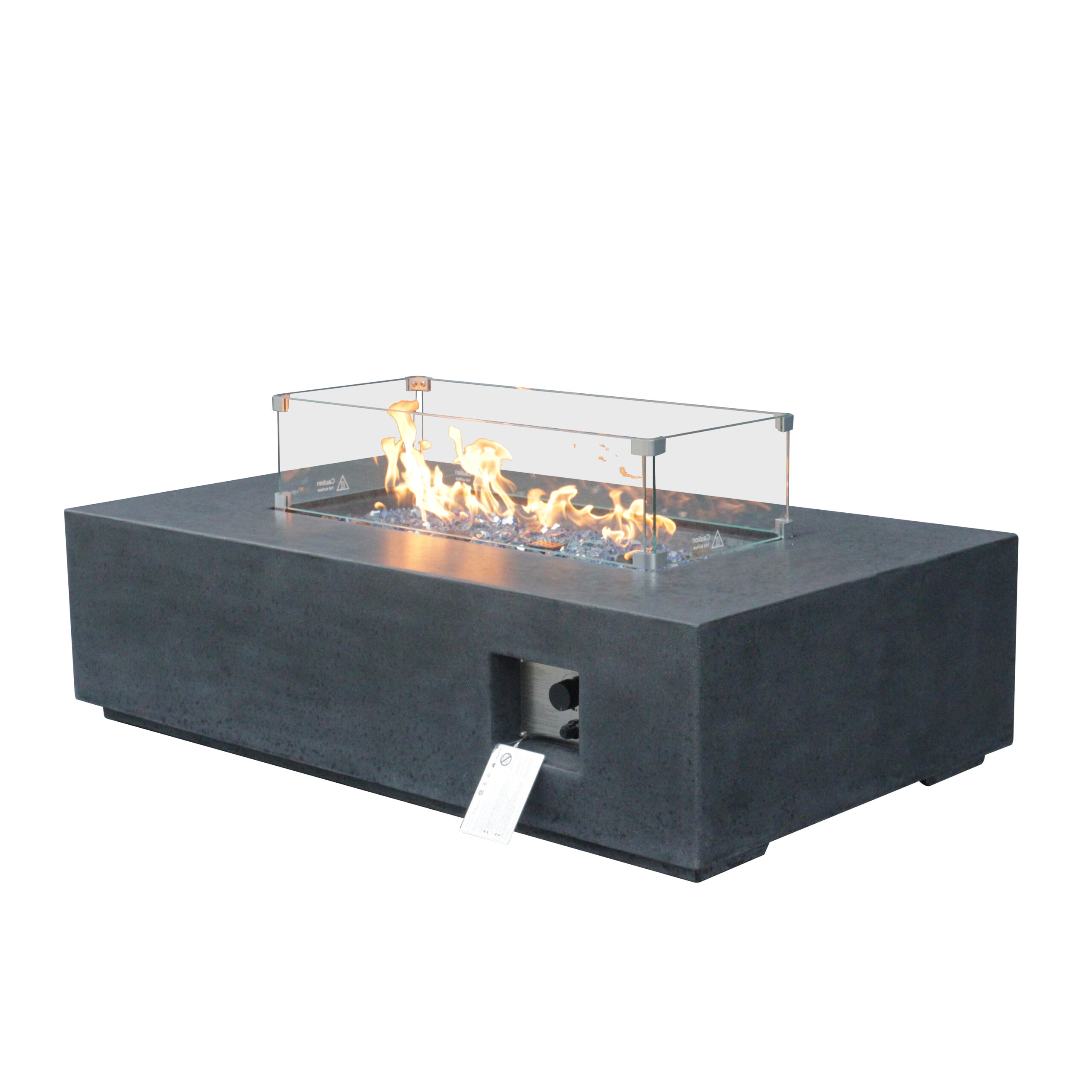 Mesa de fogón rectangular de gas propano para exteriores de 52 pulgadas, de hormigón, color gris oscuro: imagen 8