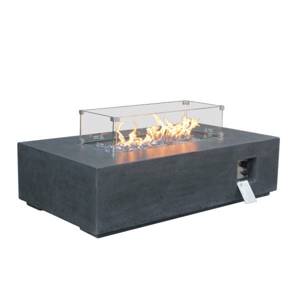 Mesa de fogón rectangular de gas propano para exteriores de 52 pulgadas, de hormigón, color gris oscuro: imagen 2
