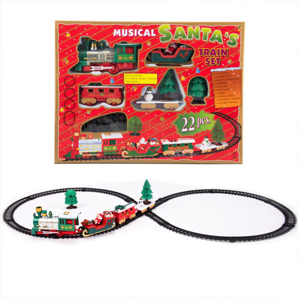 Set de tren y árbol de Navidad 2025 - Tren con música, temática de Papá Noel, regalo para niños