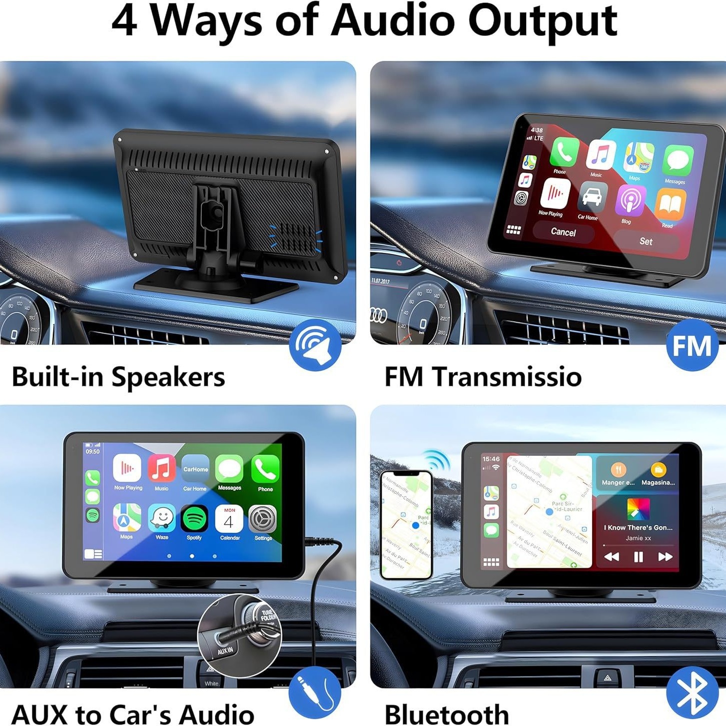 Dispositivo de navegación multimedia Android con proyección, reproductor MP5 Bluetooth portátil Carplay inalámbrico de 7 pulgadas para automóvil.: imagen 4