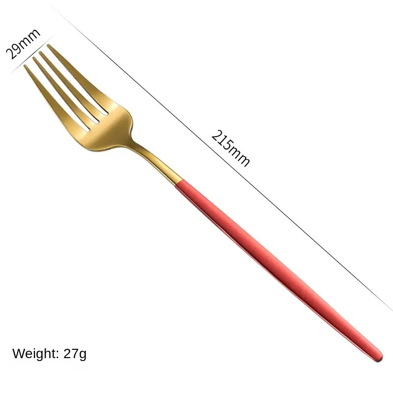 Juego de cubiertos de acero inoxidable con cuchillo, tenedor, cuchara y cucharilla para té pintados con spray dorado portugués. Paquete de regalo de 4 piezas.: imagen 10