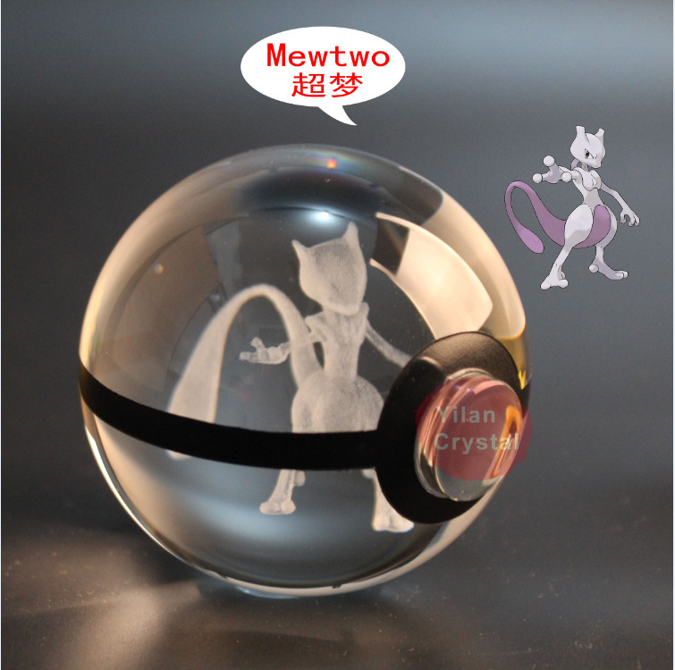 Bola de cristal Pokémon 3D con Pikachu, Gengar, Mew y Mewtwo. Base de lámpara con figura de cristal Pokémon, luz nocturna, regalo de cumpleaños.: imagen 11