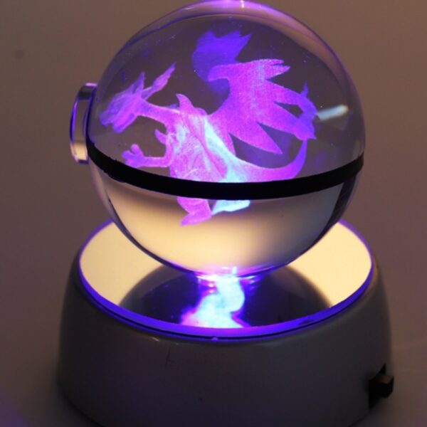 Bola de cristal Pokémon 3D con Pikachu, Gengar, Mew y Mewtwo. Base de lámpara con figura de cristal Pokémon, luz nocturna, regalo de cumpleaños.