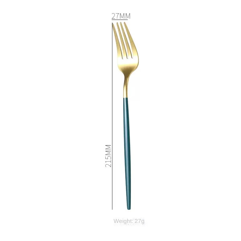 Juego de cubiertos de acero inoxidable con cuchillo, tenedor, cuchara y cucharilla para té pintados con spray dorado portugués. Paquete de regalo de 4 piezas.: imagen 14