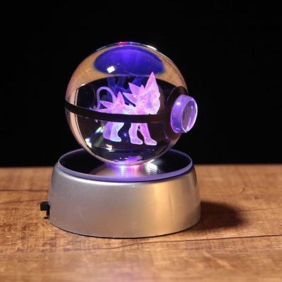 Bola de cristal Pokémon 3D con Pikachu, Gengar, Mew y Mewtwo. Base de lámpara con figura de cristal Pokémon, luz nocturna, regalo de cumpleaños.: imagen 42