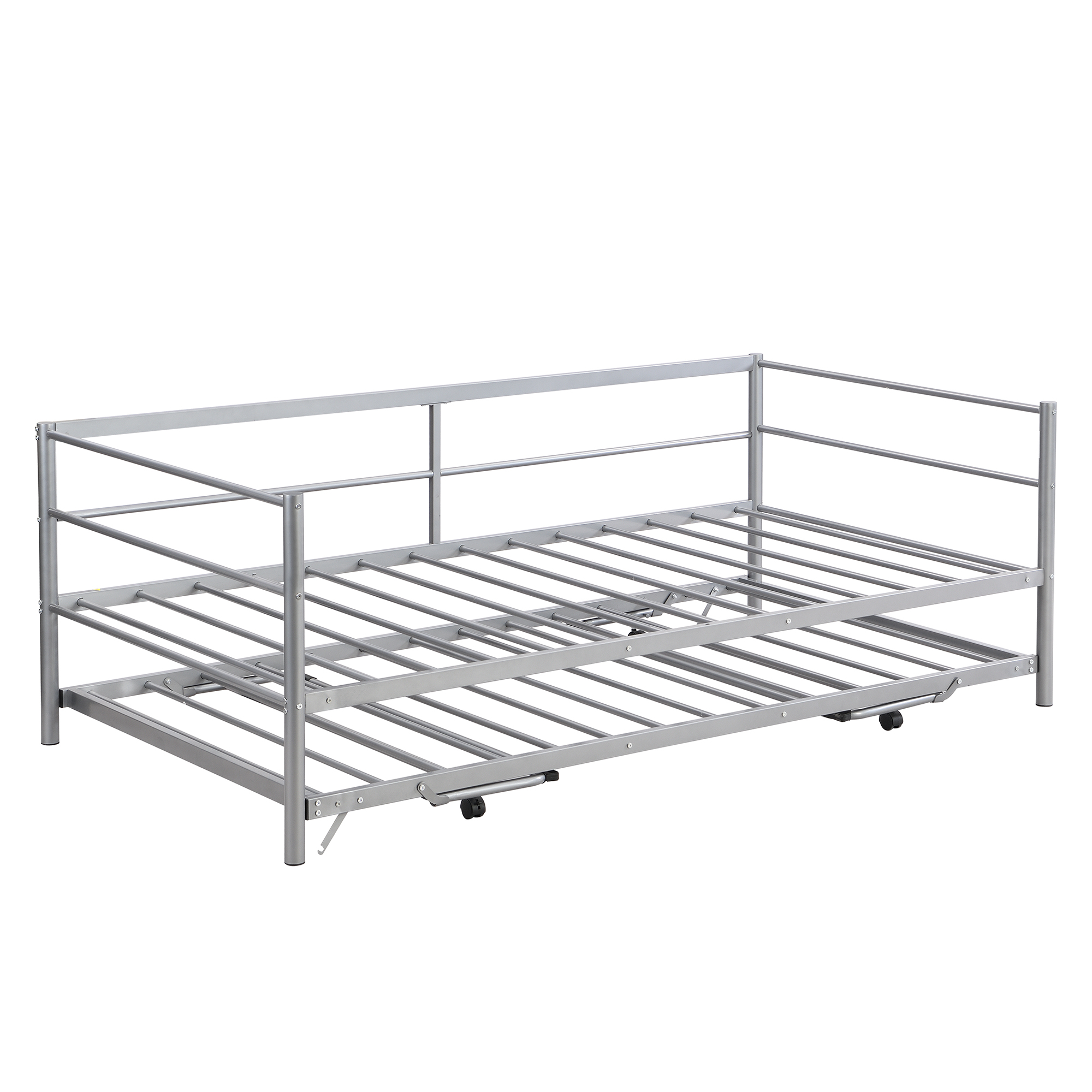 Sofá cama individual de metal con cama nido ajustable y plegable, color plata: imagen 3