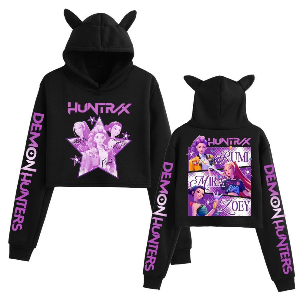 Sudadera corta con orejas de gato estilo grupo femenino de K-POP Demon Hunter: imagen 13