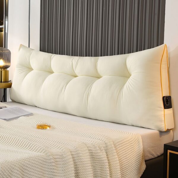 Respaldo mullido y cálido de plumas y algodón - Cojín triangular clásico de tela cepillada: imagen 5