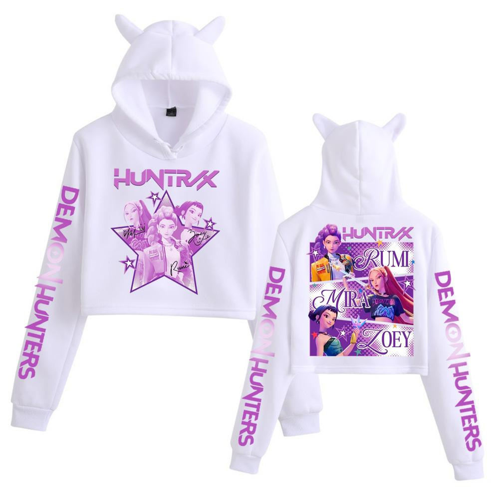 Sudadera corta con orejas de gato estilo grupo femenino de K-POP Demon Hunter: imagen 15