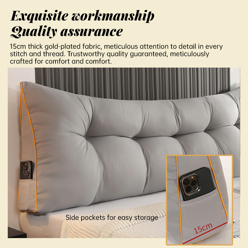 Respaldo mullido y cálido de plumas y algodón - Cojín triangular clásico de tela cepillada: imagen 11