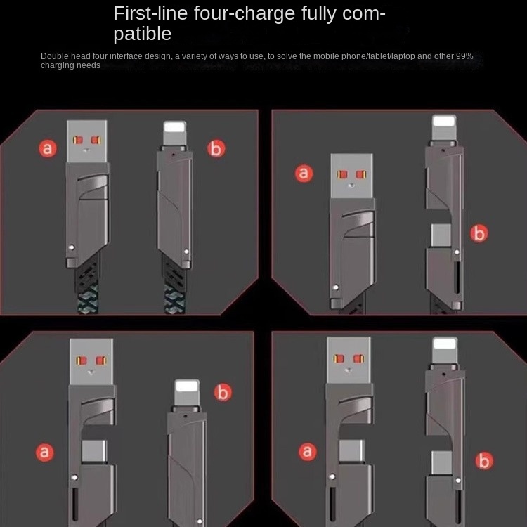 Cable 4-in-1 Cable, Dual USB-C to Lightning, 2-in-1 PD Fast Charging 100W, Type-C to Lightning Dual USB: imagen 3
