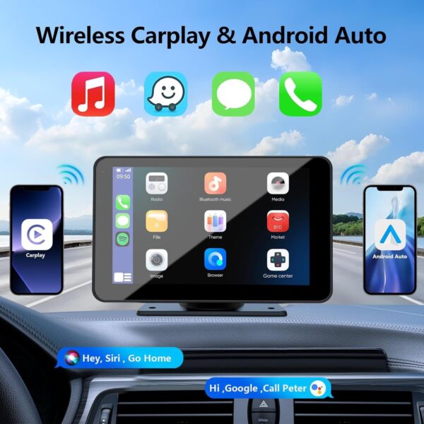 Dispositivo de navegación multimedia Android con proyección, reproductor MP5 Bluetooth portátil Carplay inalámbrico de 7 pulgadas para automóvil.: imagen 2