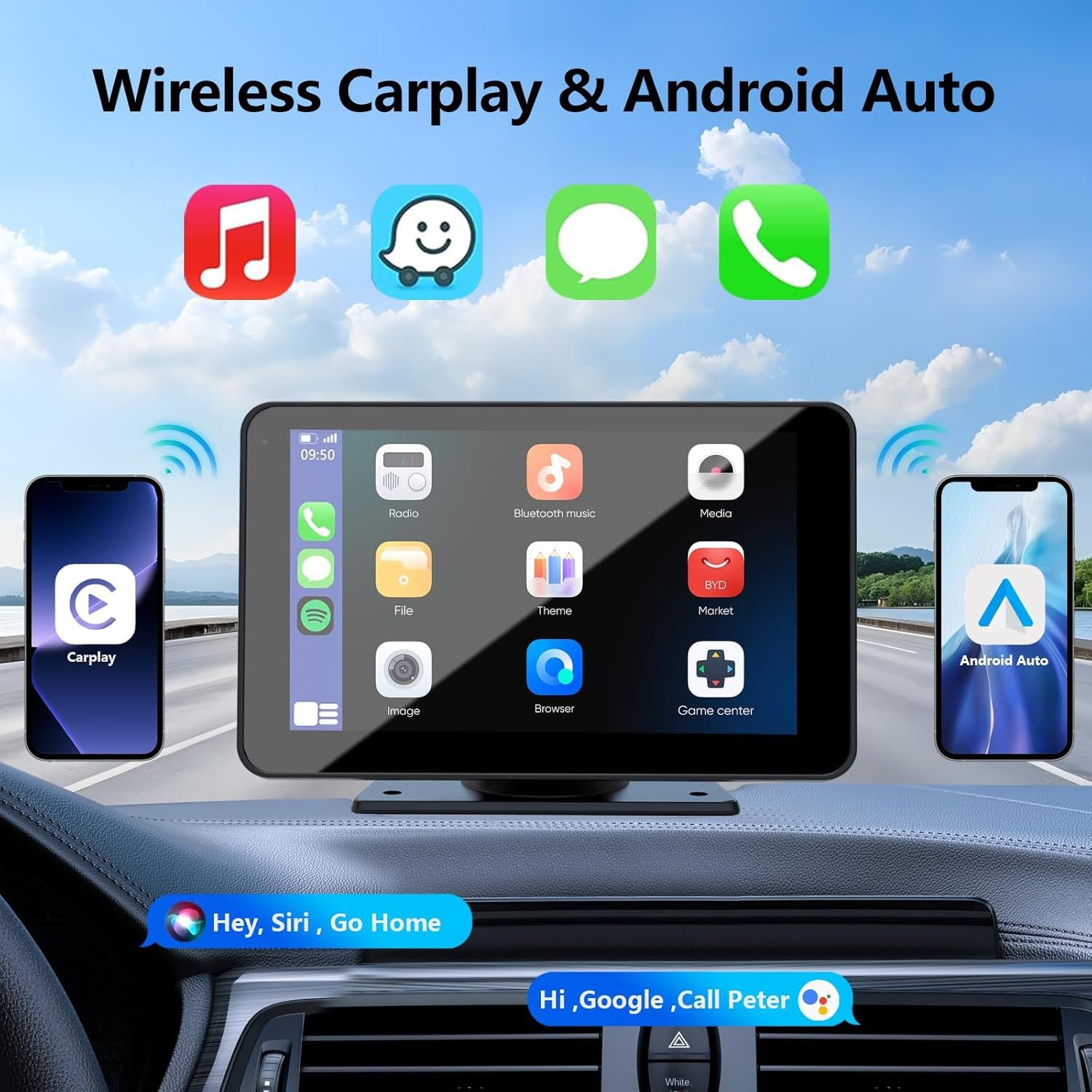 Dispositivo de navegación multimedia Android con proyección, reproductor MP5 Bluetooth portátil Carplay inalámbrico de 7 pulgadas para automóvil.: imagen 2