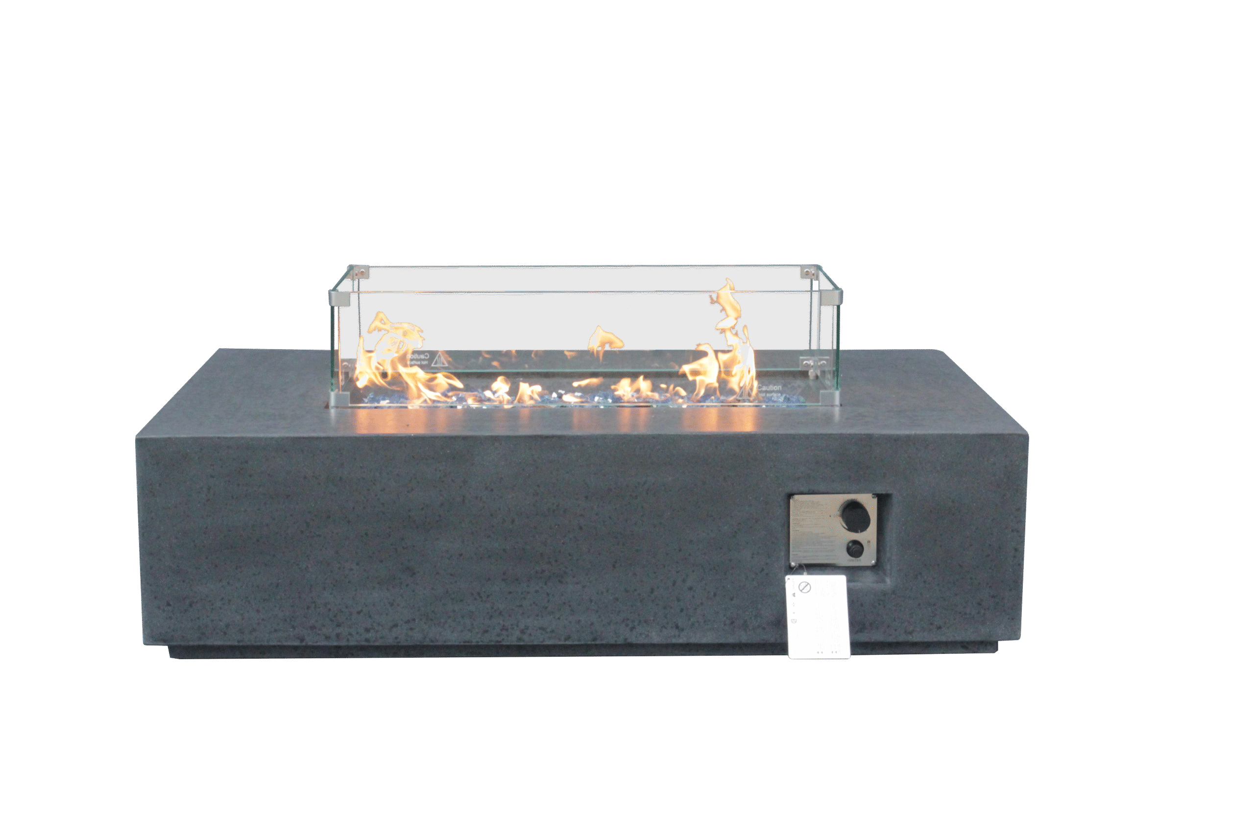 Mesa de fogón rectangular de gas propano para exteriores de 52 pulgadas, de hormigón, color gris oscuro: imagen 3