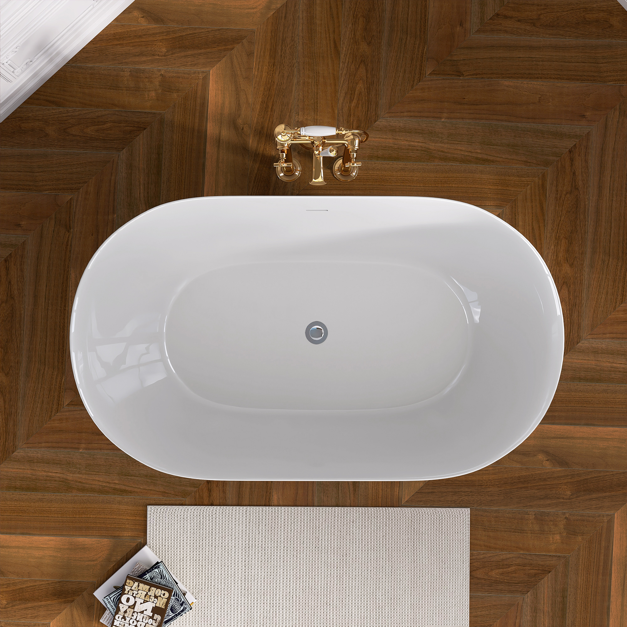 Bañera acrilica estilo contemporaneo. Blanco Brillante. Desague automatico: imagen 17