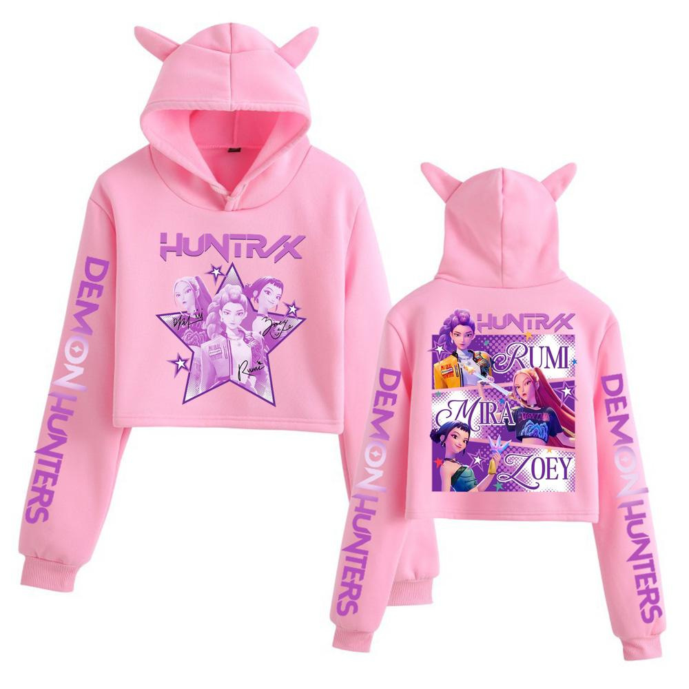 Sudadera corta con orejas de gato estilo grupo femenino de K-POP Demon Hunter: imagen 14