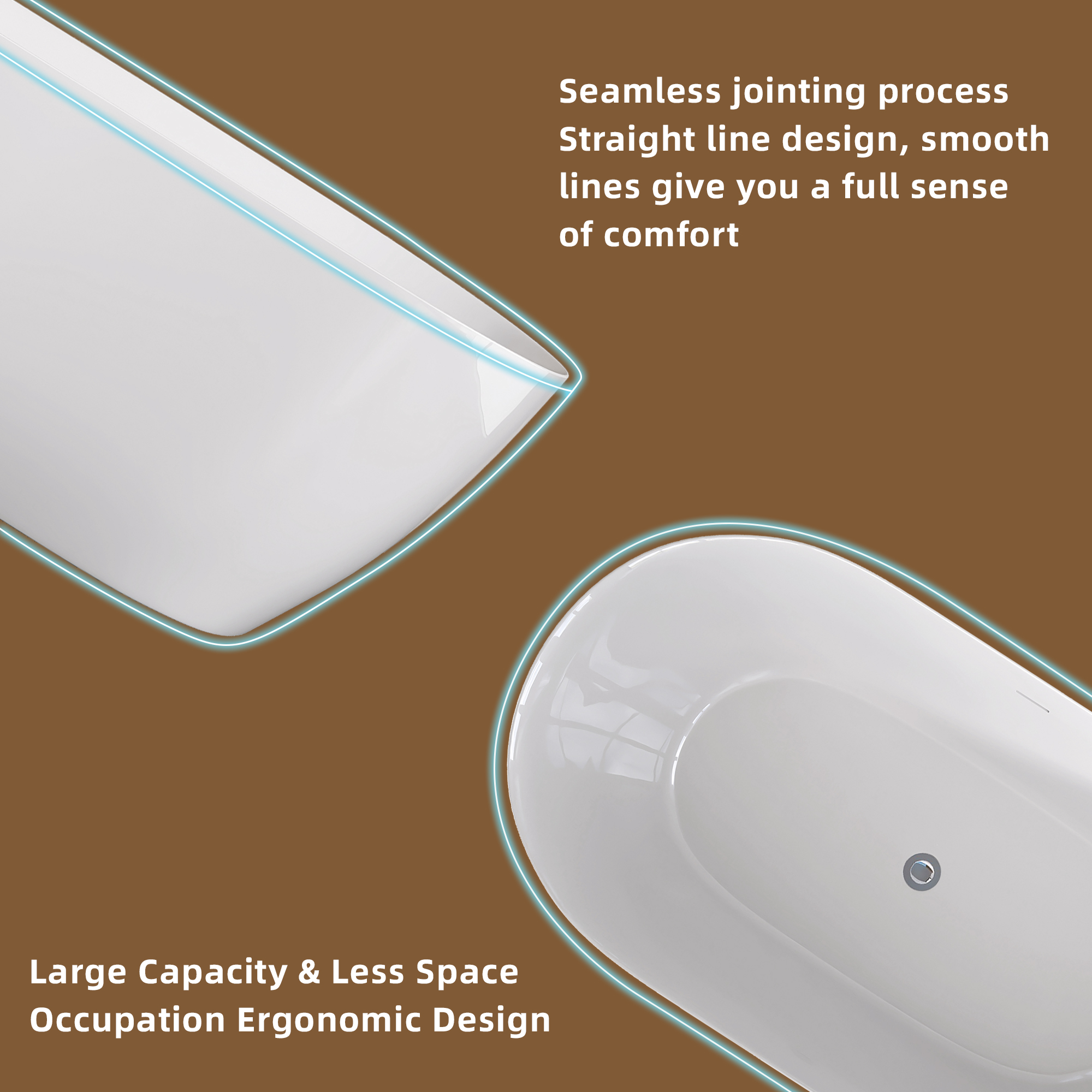 Bañera acrilica estilo contemporaneo. Blanco Brillante. Desague automatico: imagen 10