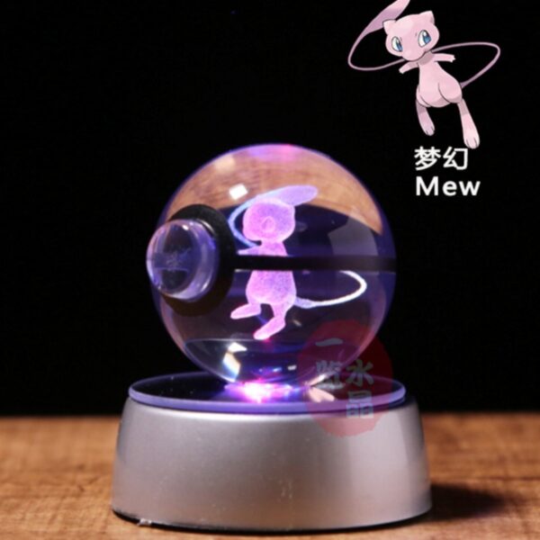 Bola de cristal Pokémon 3D con Pikachu, Gengar, Mew y Mewtwo. Base de lámpara con figura de cristal Pokémon, luz nocturna, regalo de cumpleaños.: imagen 9