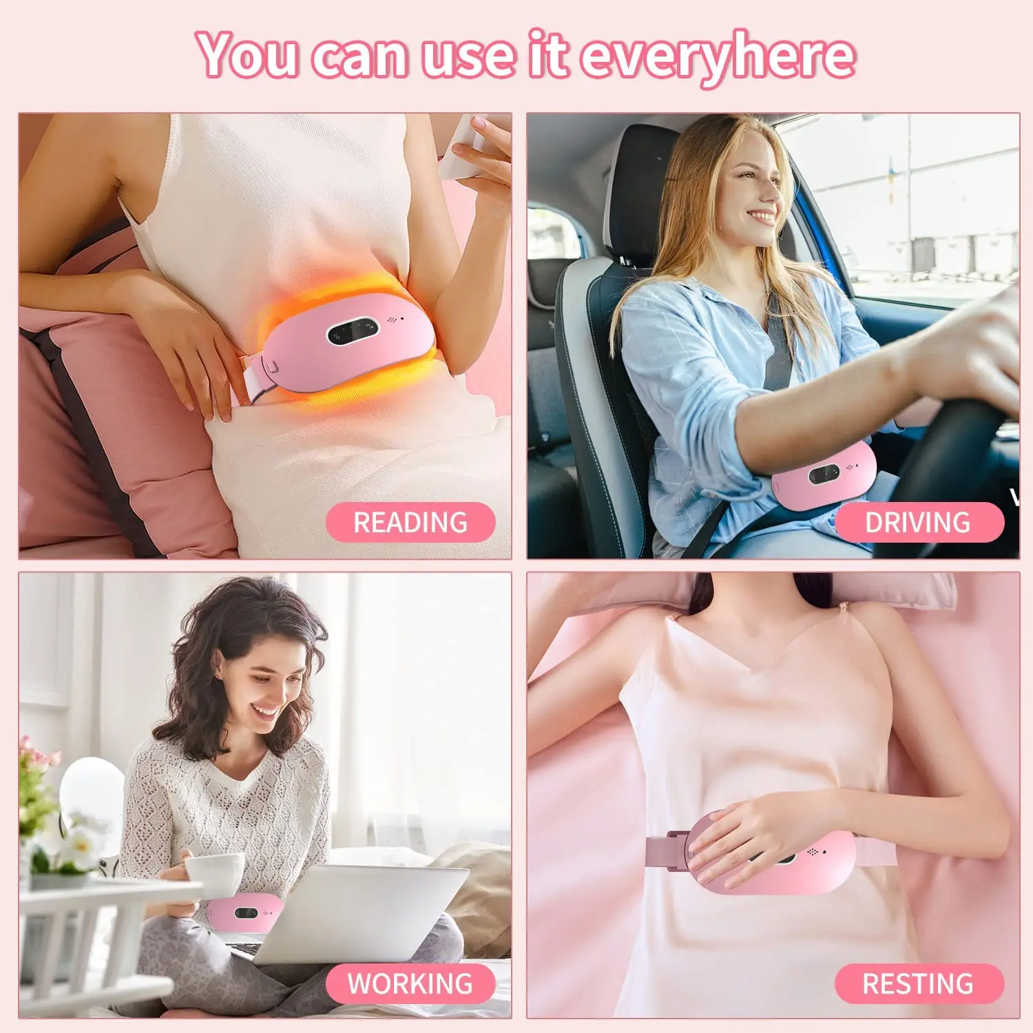 Almohadilla térmica menstrual para mujeres durante la menstruación, cinturón de masaje térmico, masajeador abdominal, dispositivo eléctrico para alivi: imagen 6